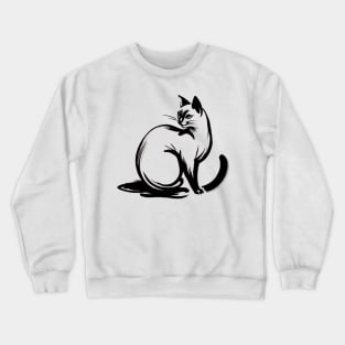 Stick figure of Siamese  cat in black ink Crewneck Sweatshirt